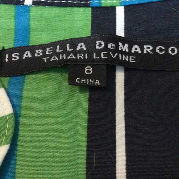 8 Isabella DeMarco green turquoise striped dress - Picture 15 of 16